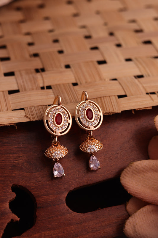 Red Stone Drop Earrings
