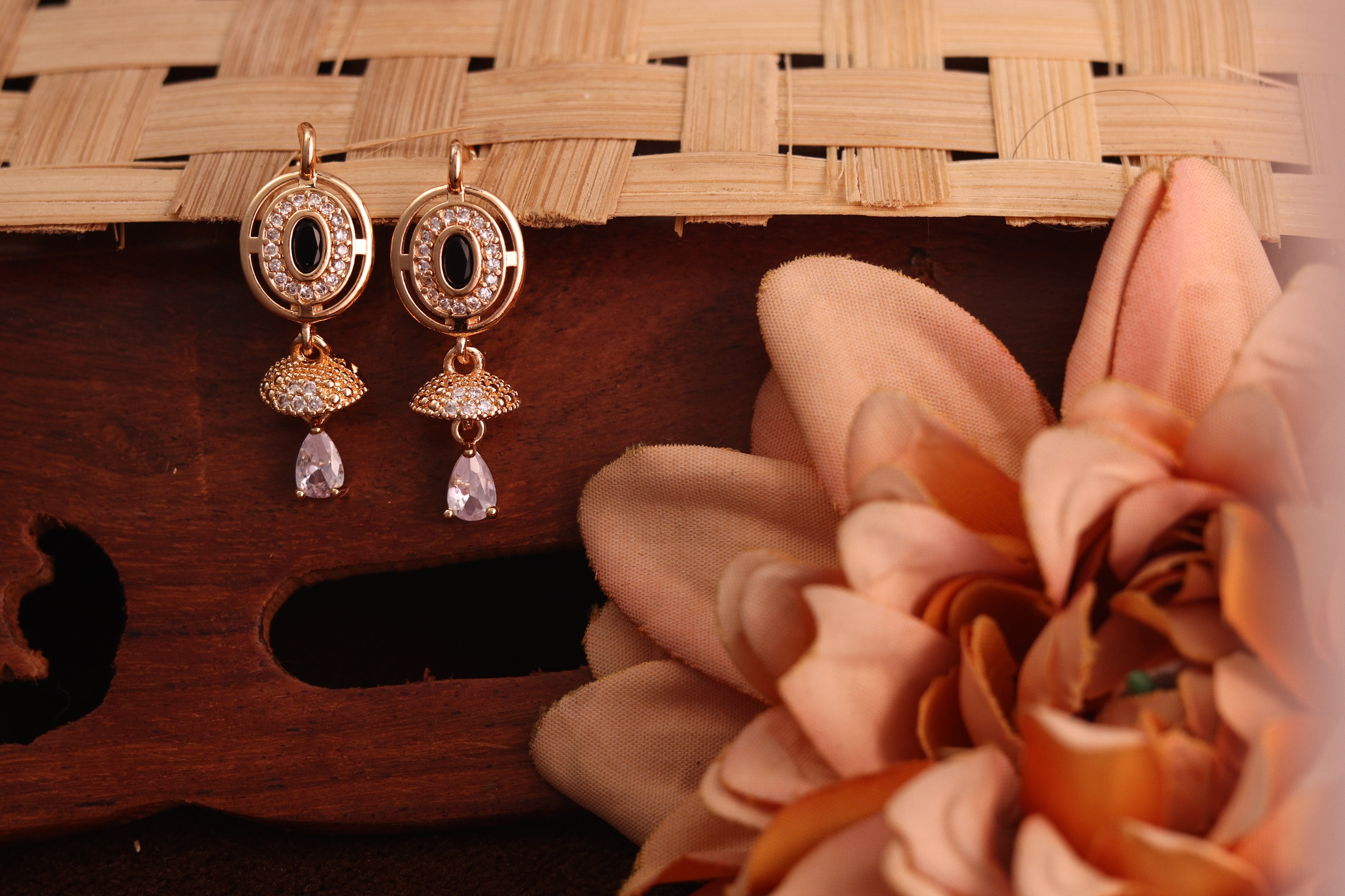 Black Stone Drop Earrings