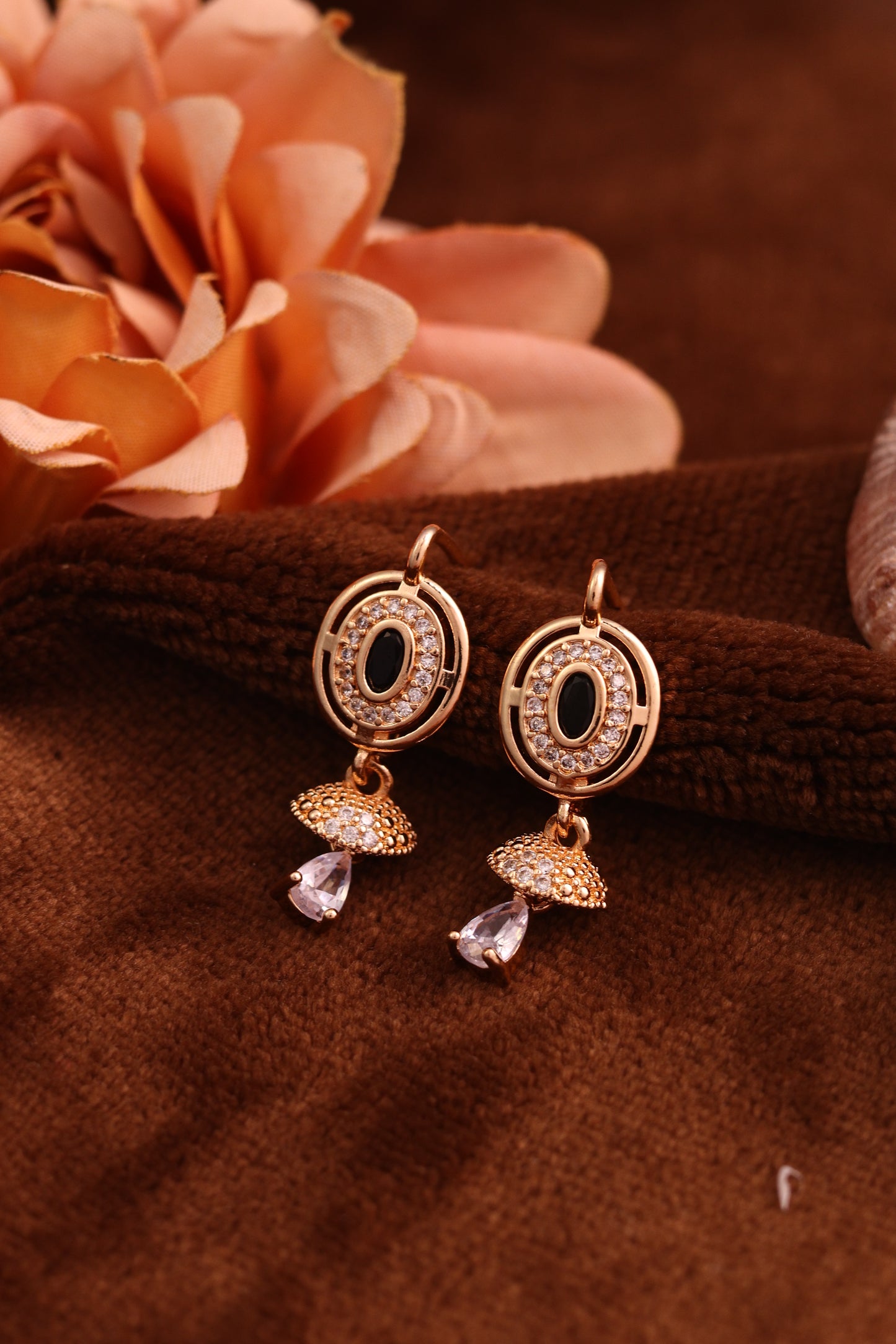 Black Stone Drop Earrings