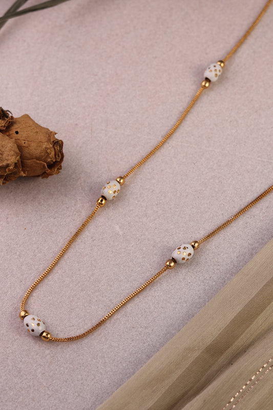 White Beaded Elegant Chain Necklace