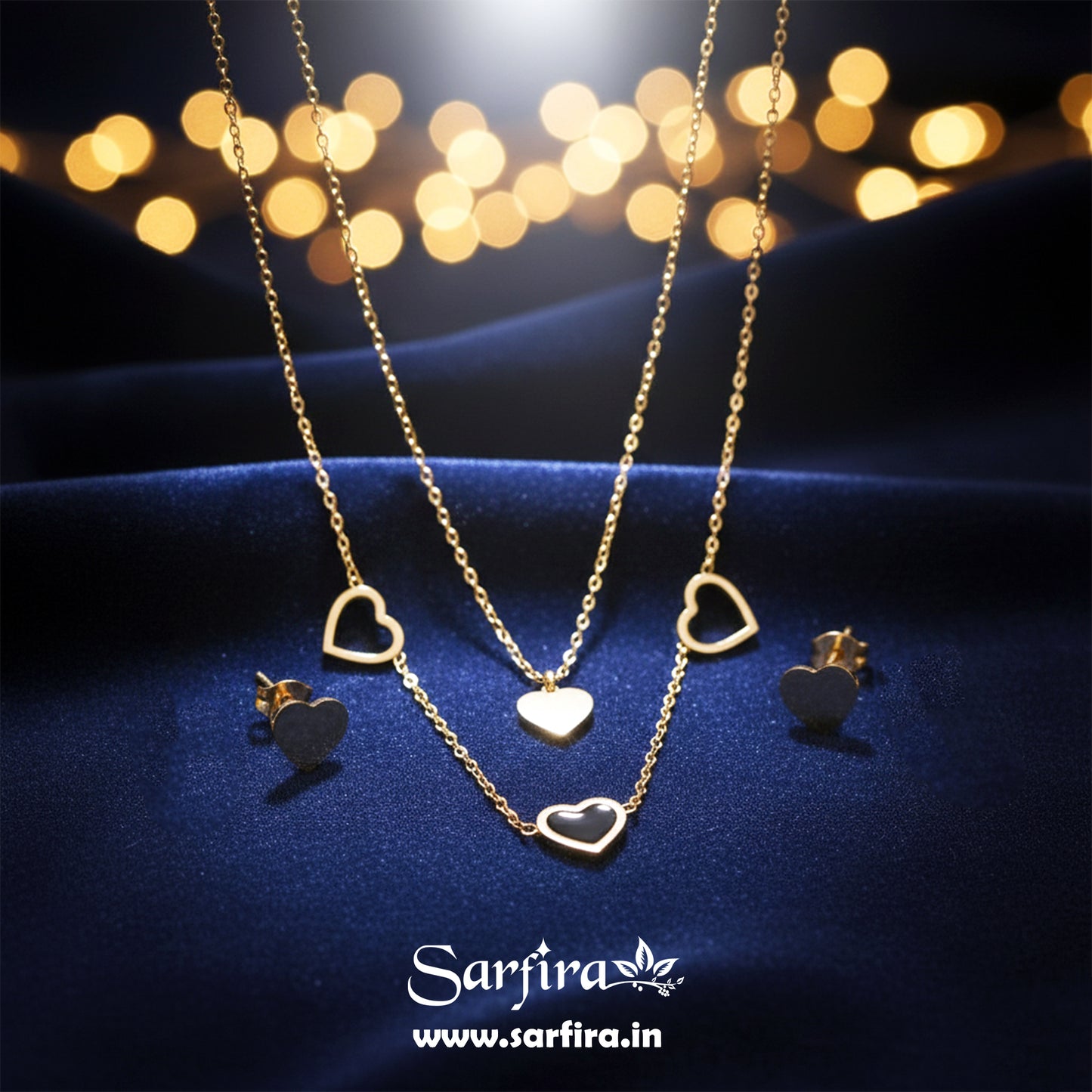 Heart Chain Necklace & Stud Set