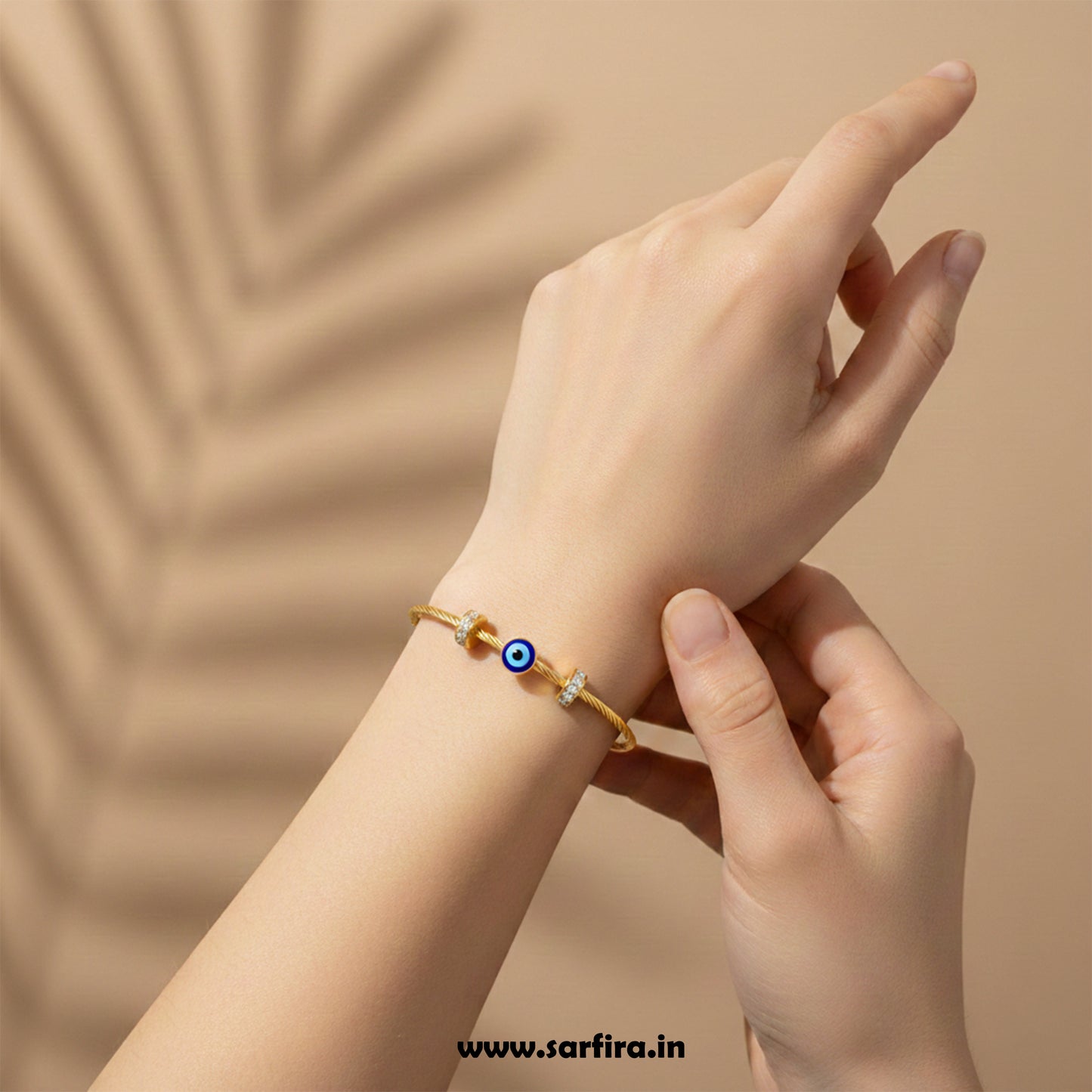 Evil Eye Beaded Cable Kada Bracelet