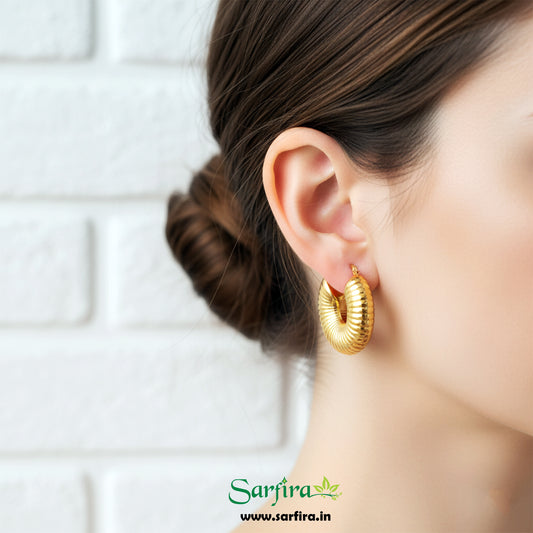 Gold Textured Dome Hoop Earrings