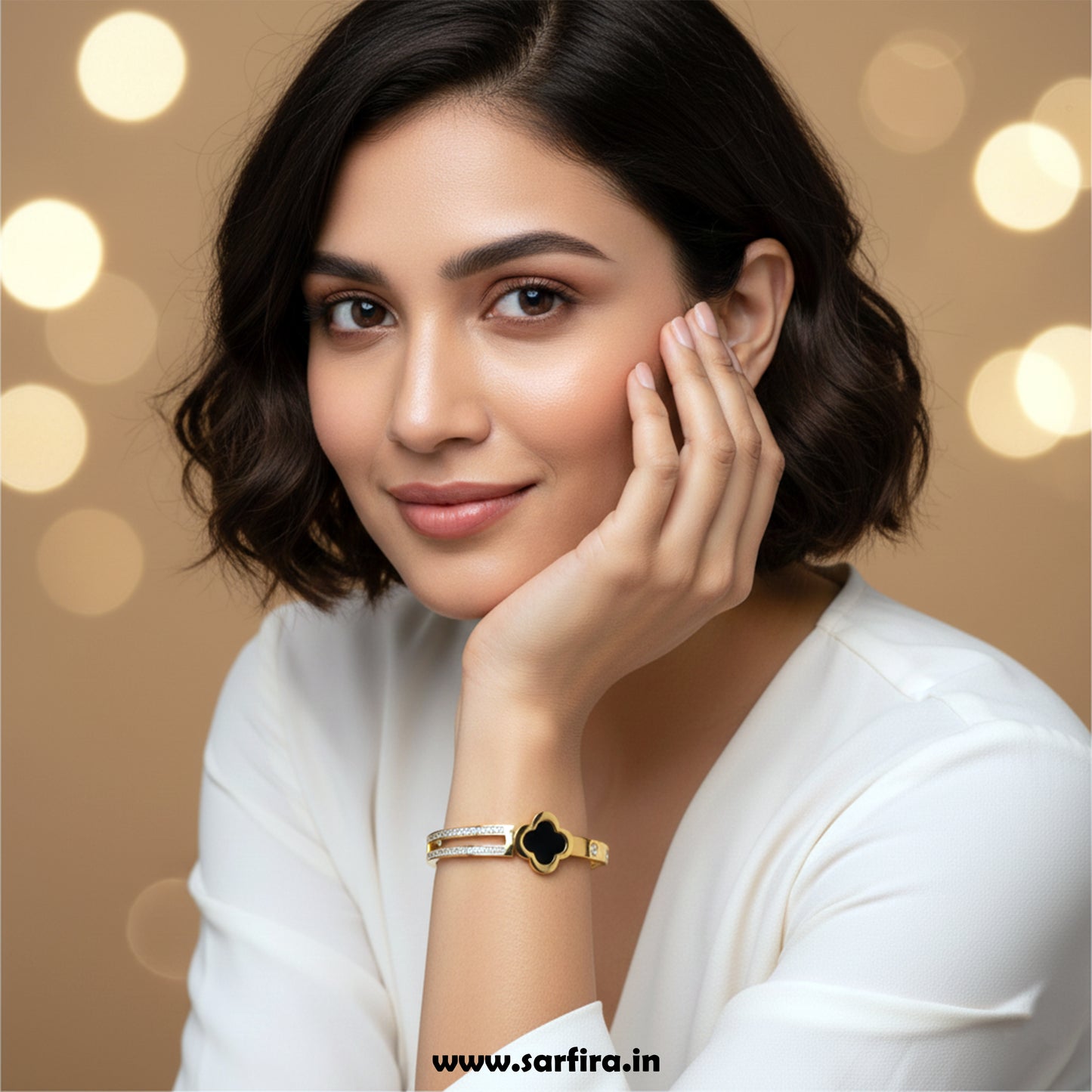 Black Flower Split Band Kada