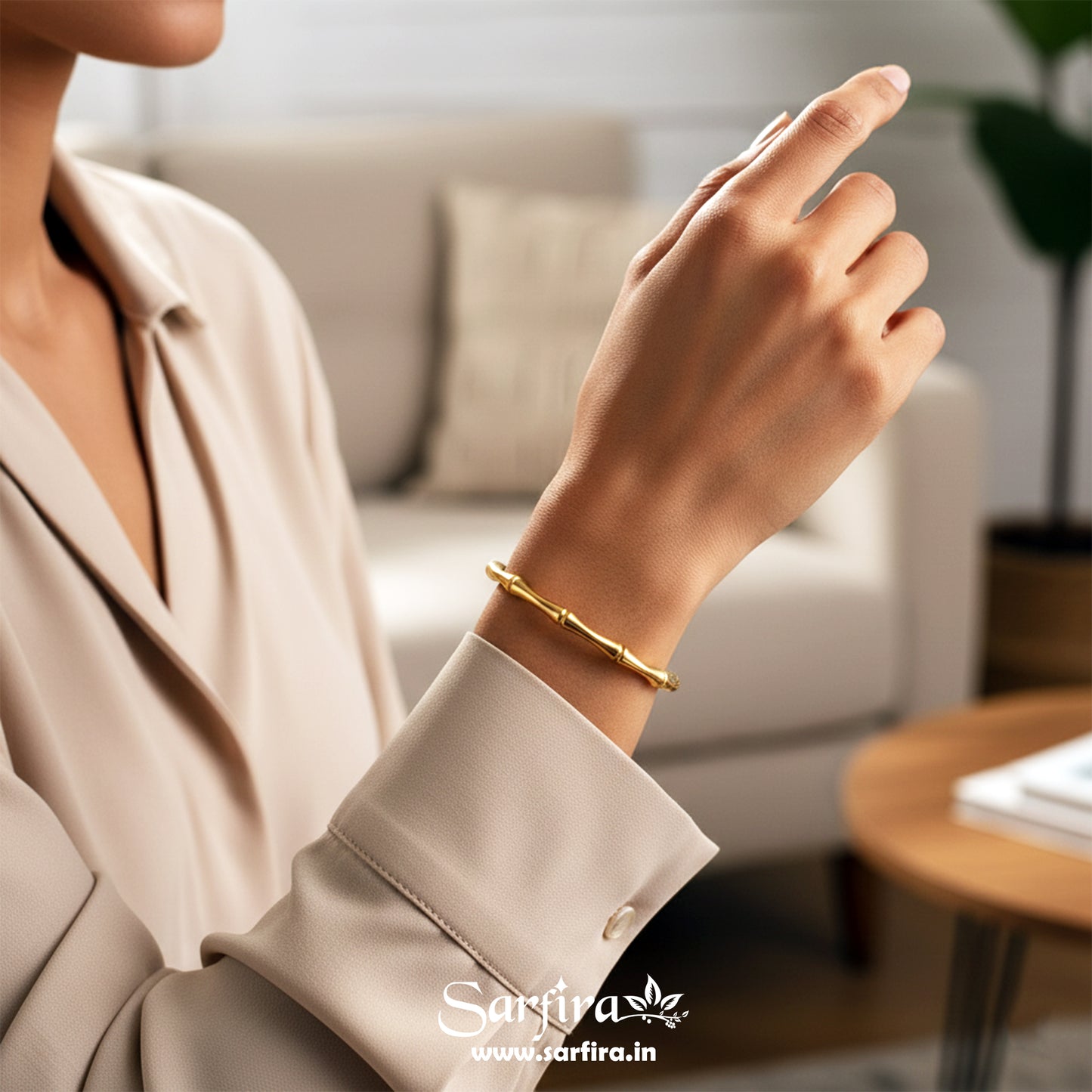 Bamboo Style Open Bangle Kada