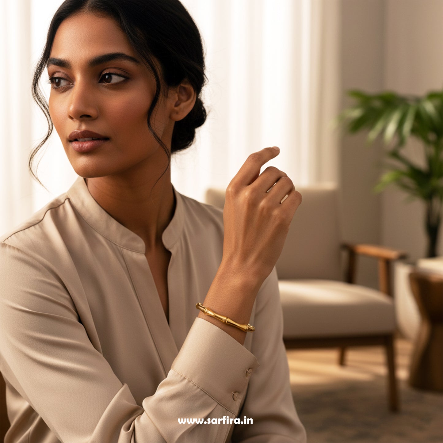 Bamboo Style Open Bangle Kada
