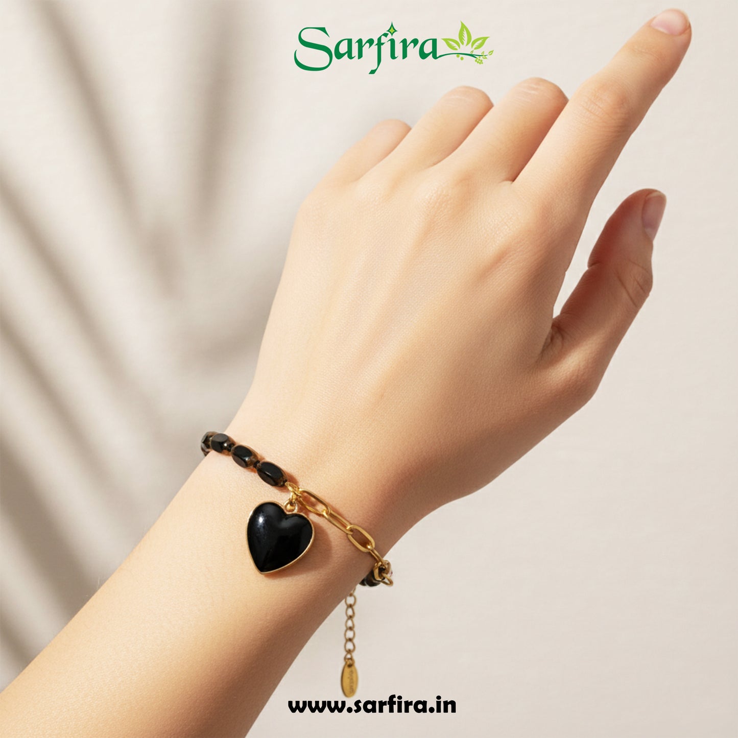 Two Side Black & Gold Heart Bracelet