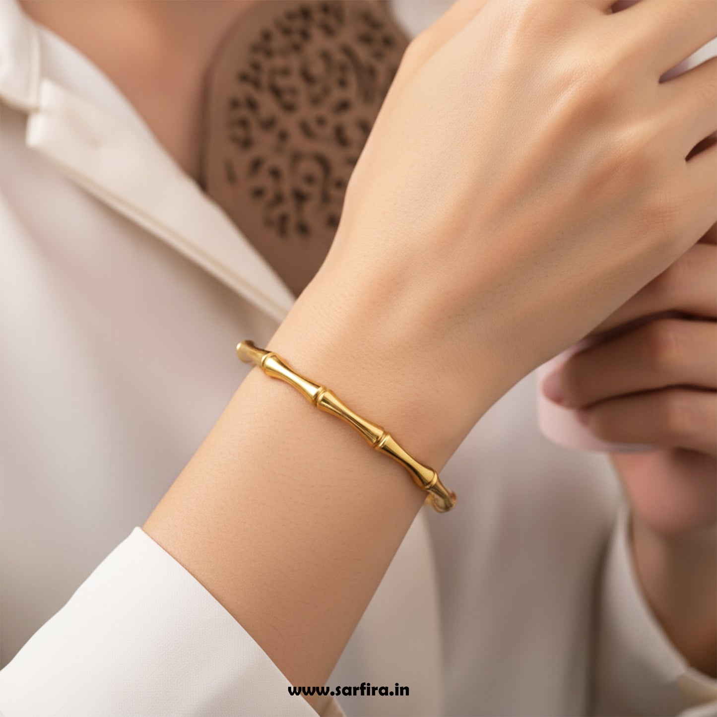Bamboo Style Open Bangle Kada