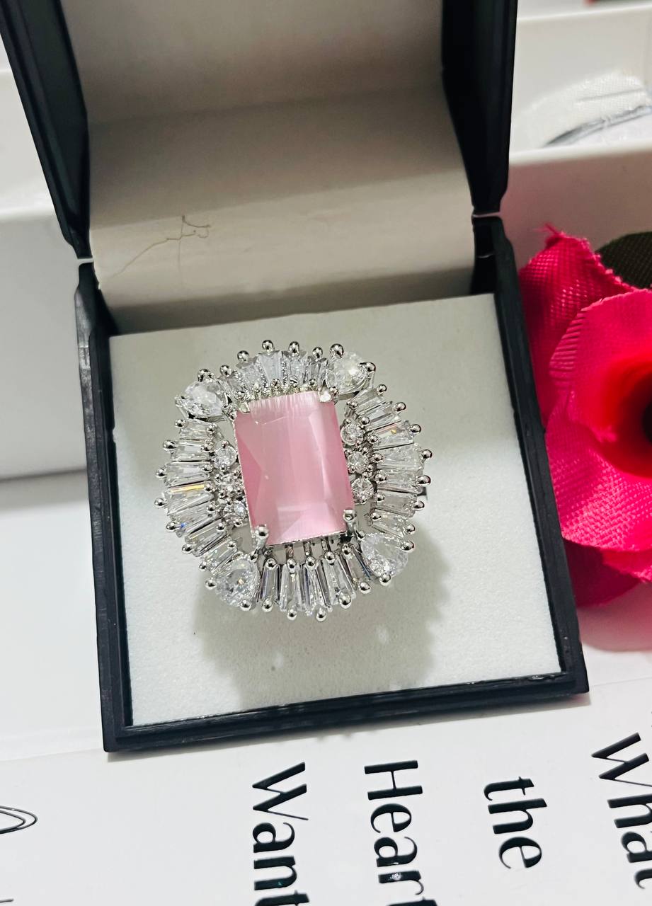 Light Pink Square Cut Finger Ring