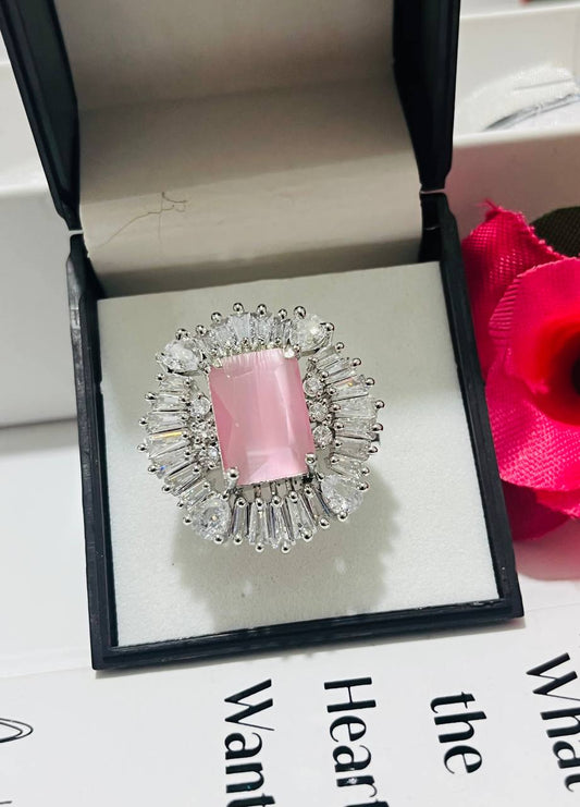 Light Pink Square Cut Finger Ring