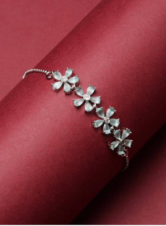 Atarangi Floral Crystal Adjustable Bracelet for Women – Imitation Jewellery