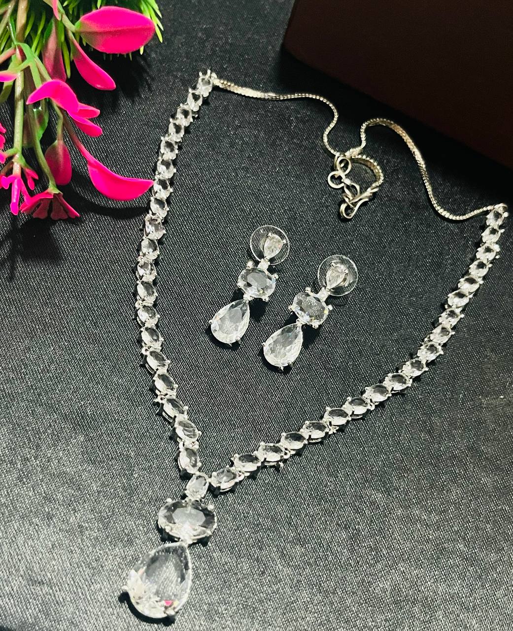 White Teardrop Necklace Set – Bridal & Elegant Jewelry