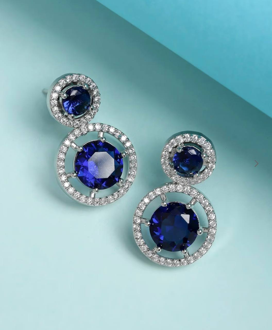 Atarangi Crystal Drop Earrings for Women – Available in Blue & Green
