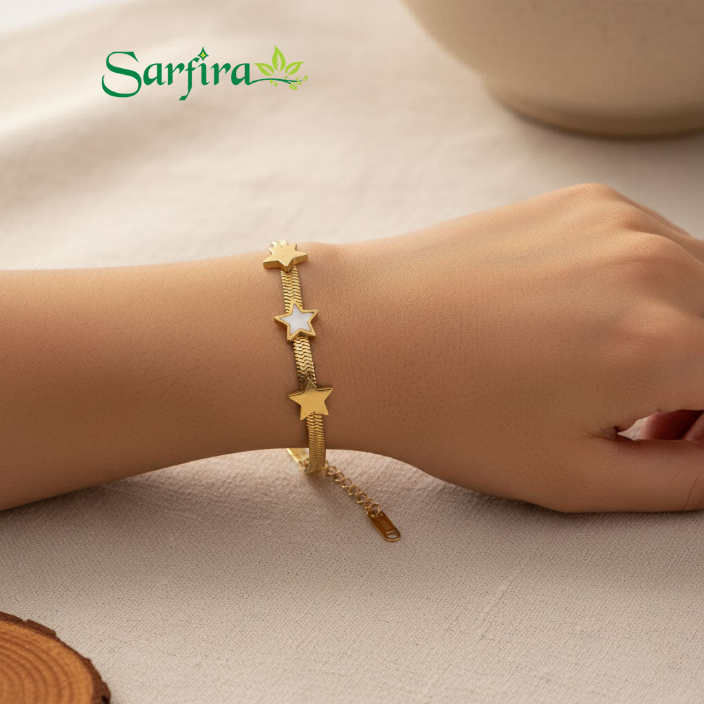 Celestial Star Charm Snake Chain Bracelet