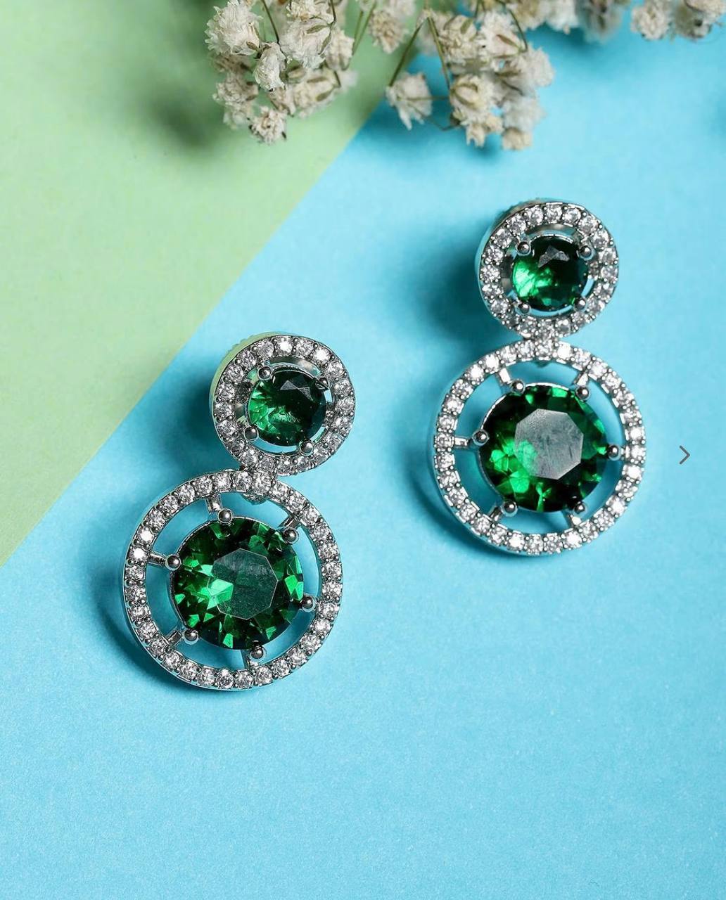 Atarangi Crystal Drop Earrings for Women – Available in Blue & Green