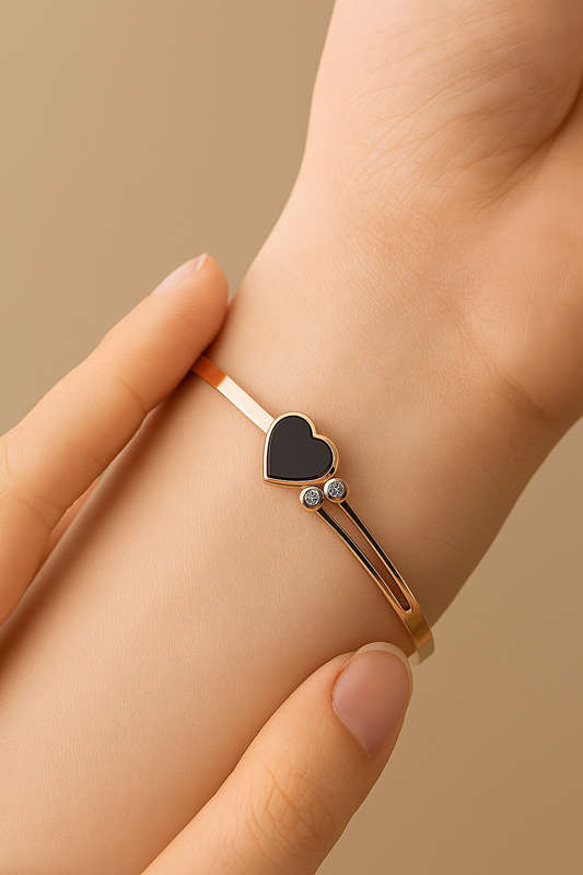 Black Heart Rose Gold Bracelet