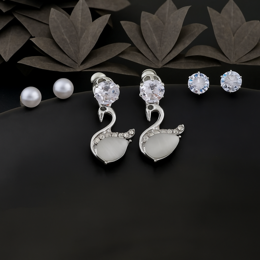 Peacock White Diamond Earring Set