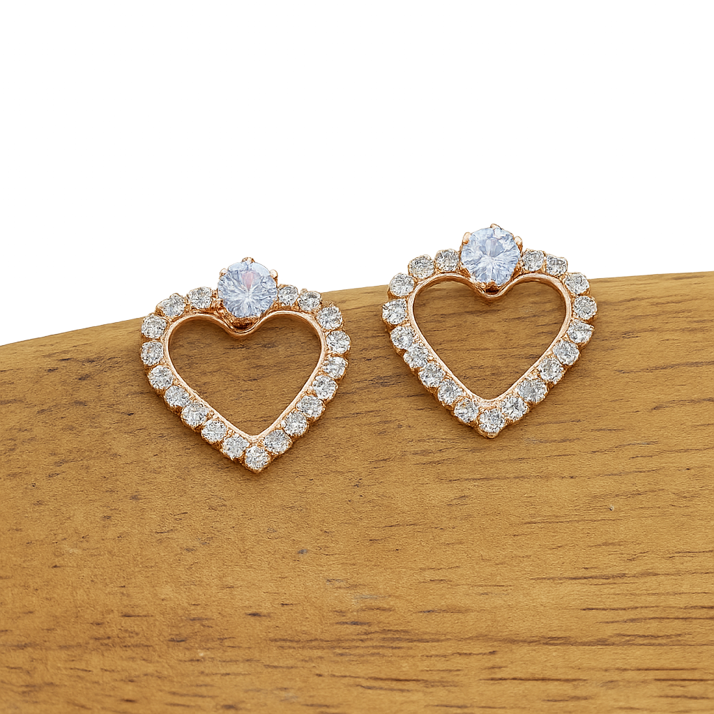 Heart Diamond Stud Earrings