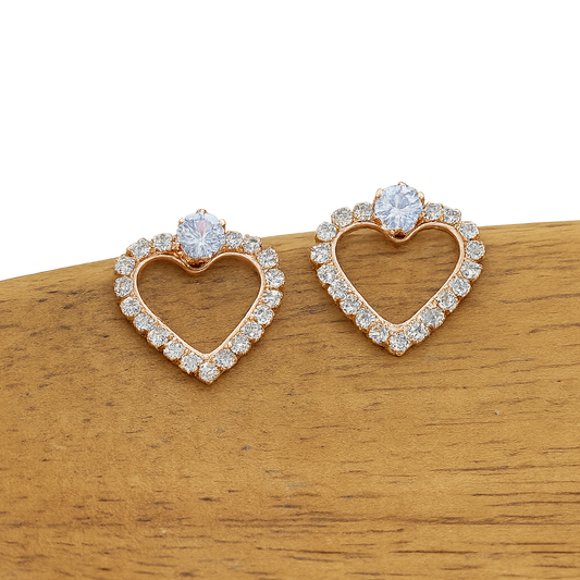 Heart Diamond Stud Earrings
