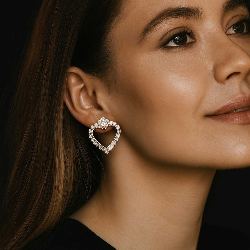 Heart Diamond Stud Earrings