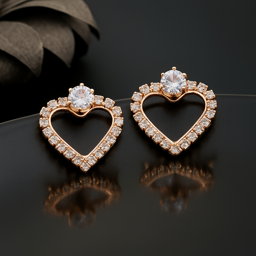 Heart Diamond Stud Earrings