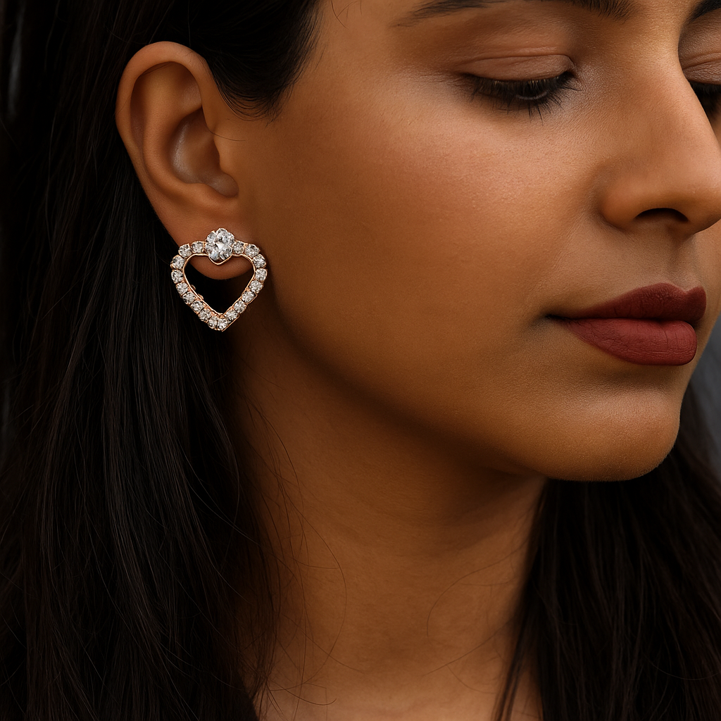 Heart Diamond Stud Earrings