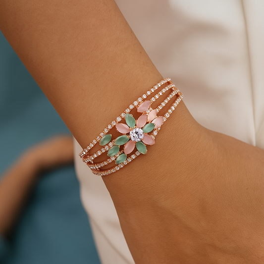 Floral Stone Rose Gold Bracelet