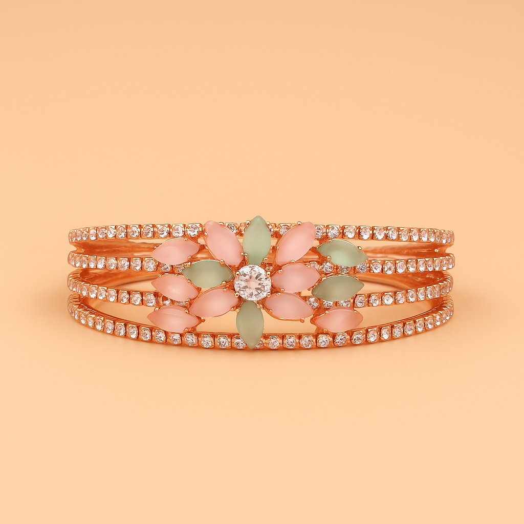 Floral Stone Rose Gold Bracelet