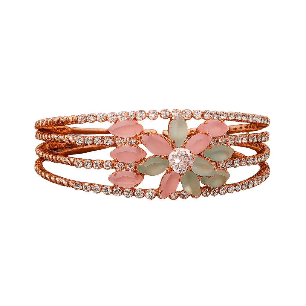 Floral Stone Rose Gold Bracelet
