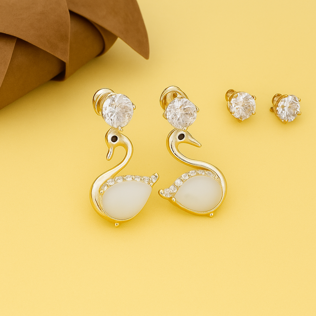 Peacock White Diamond Earring Set