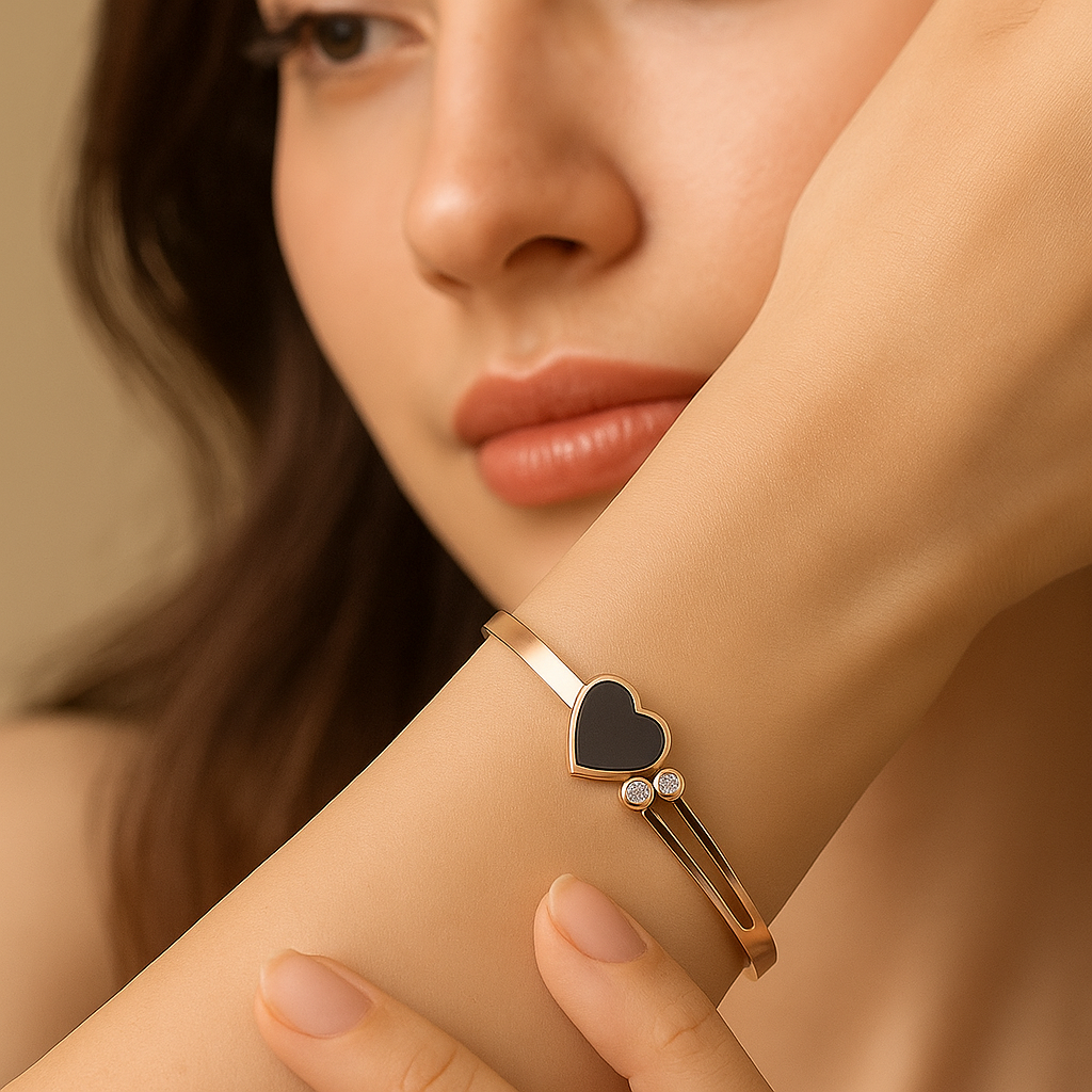 Black Heart Rose Gold Bracelet