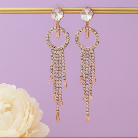 Long Diamond Dangle Earrings