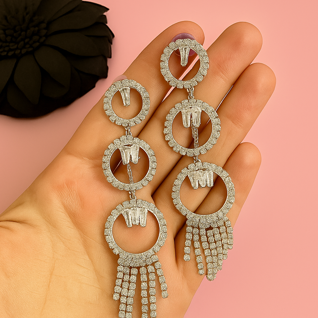 Long Diamond Dangle Earrings