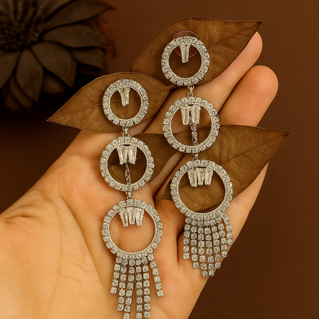 Long Diamond Dangle Earrings