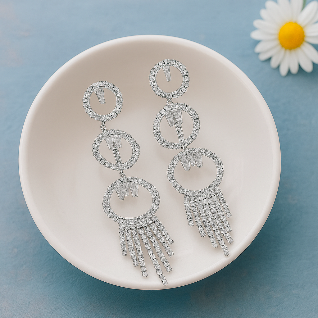 Long Diamond Dangle Earrings
