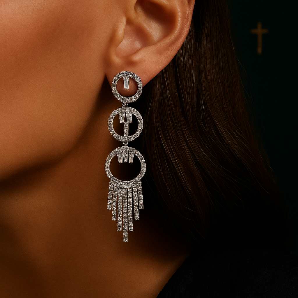 Long Diamond Dangle Earrings