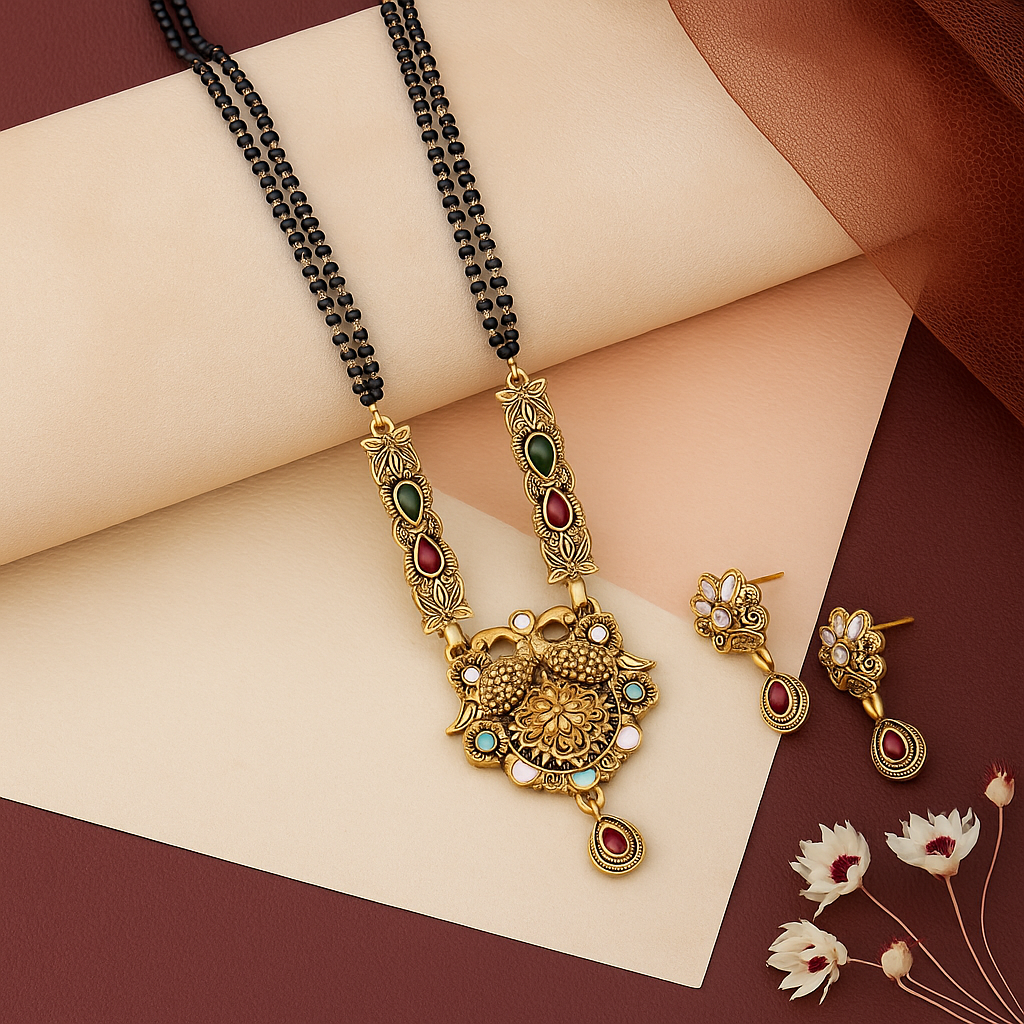 Peacock Design Premium Mangalsutra Set For Women