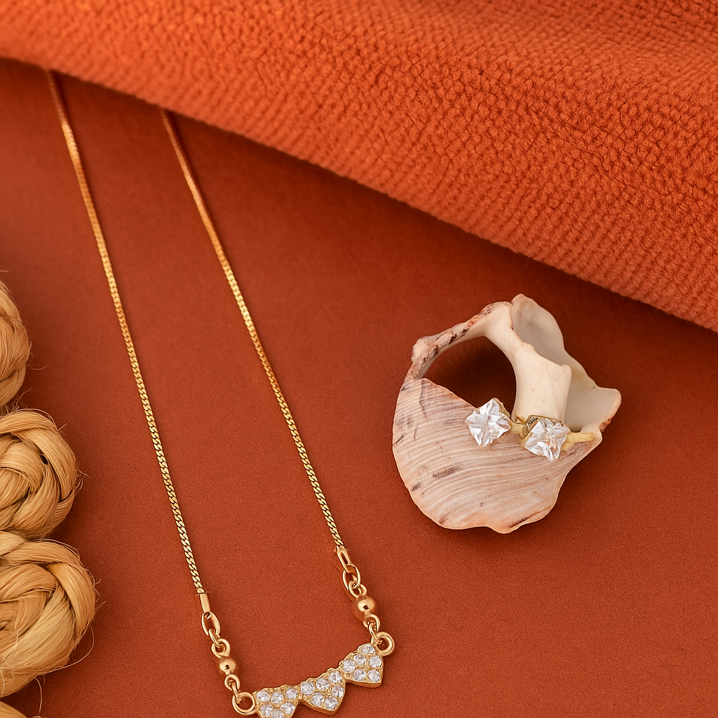 Triple Heart Crystal Chain Pendant