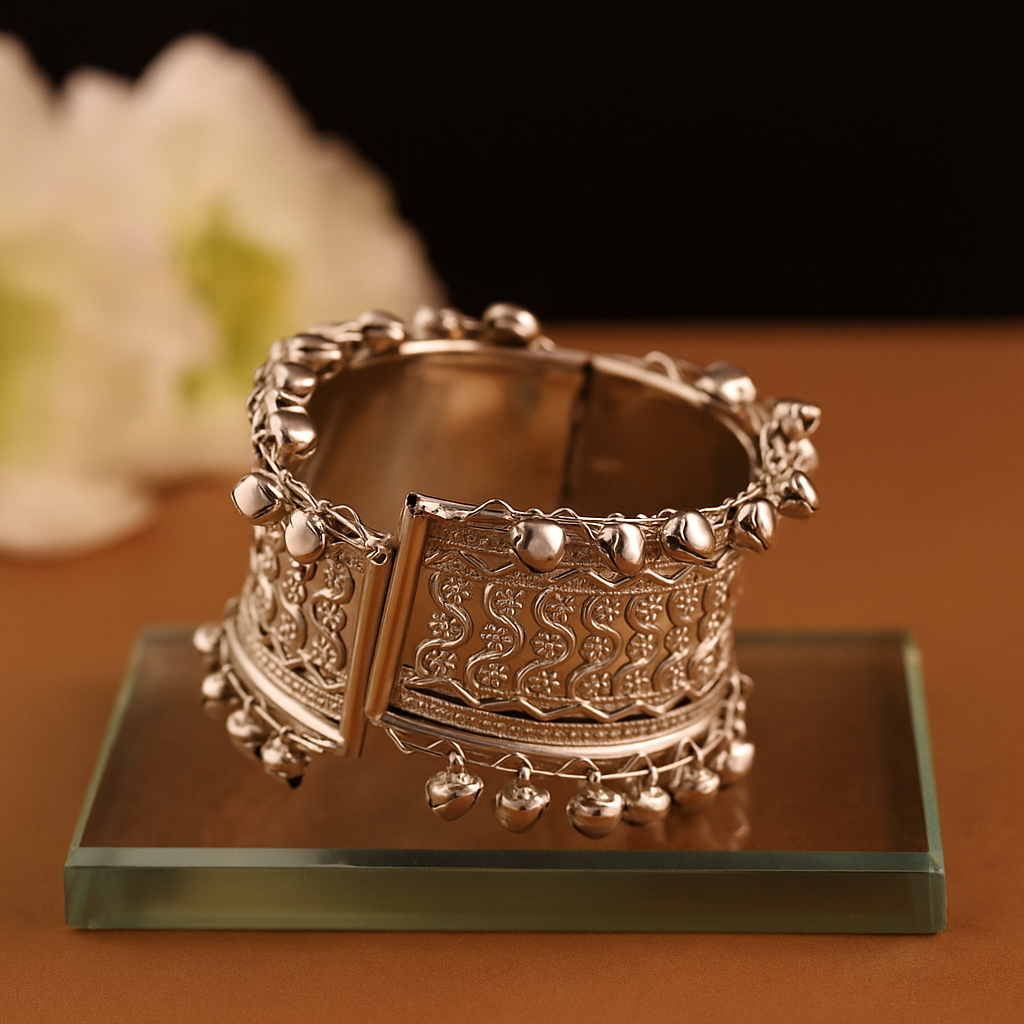Oxidised Silver Kada – Statement Ethnic Bangle for Women