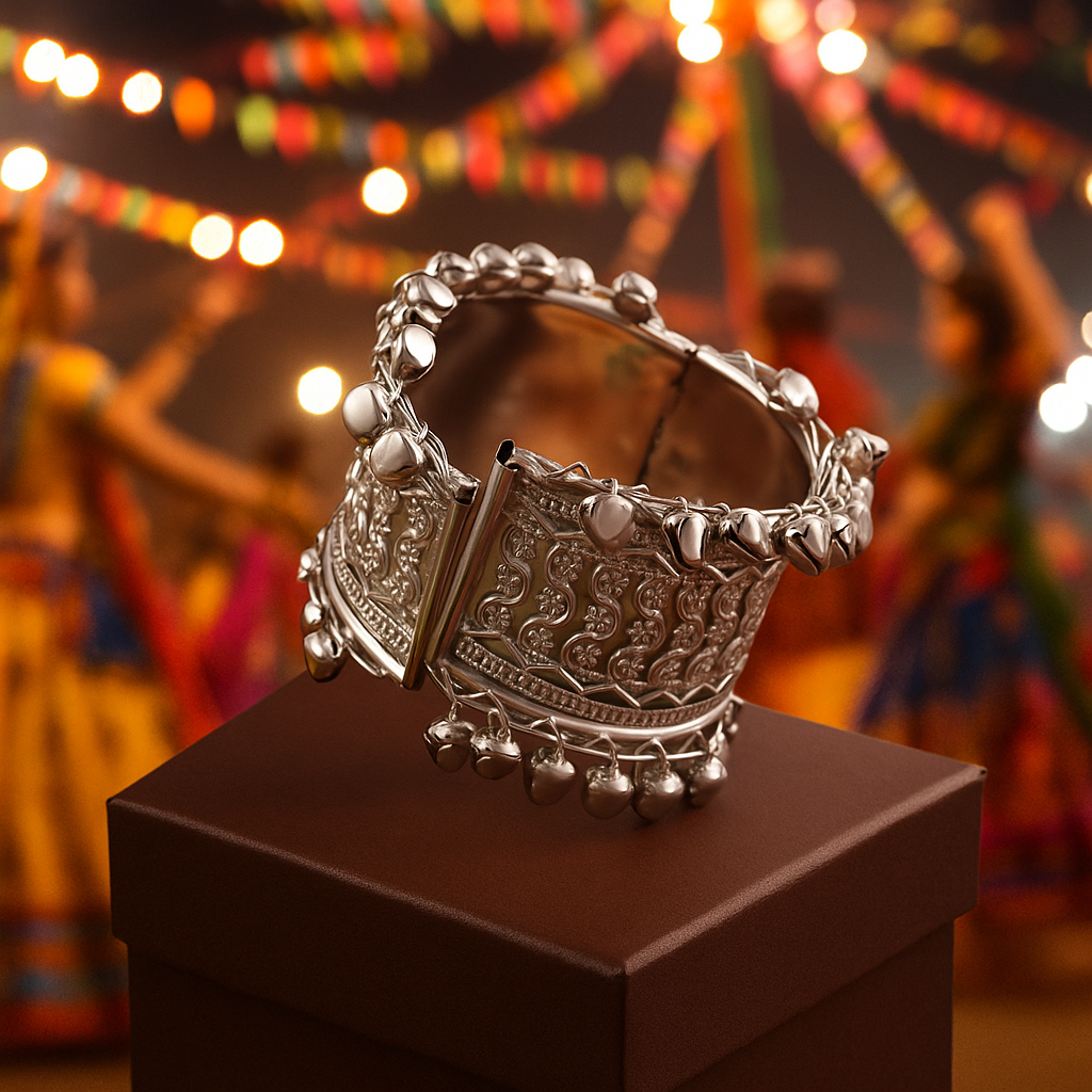 Oxidised Silver Kada – Statement Ethnic Bangle for Women