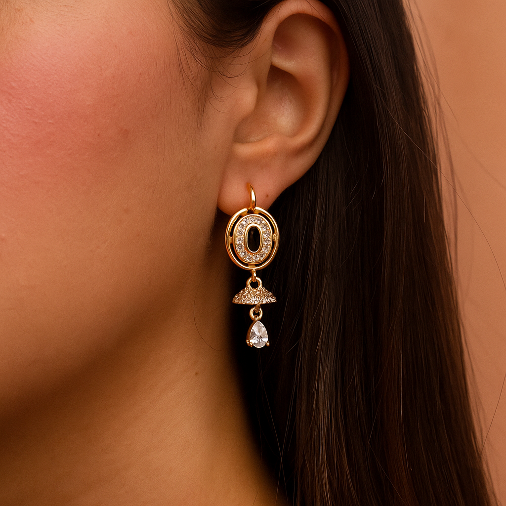 Black Stone Drop Earrings