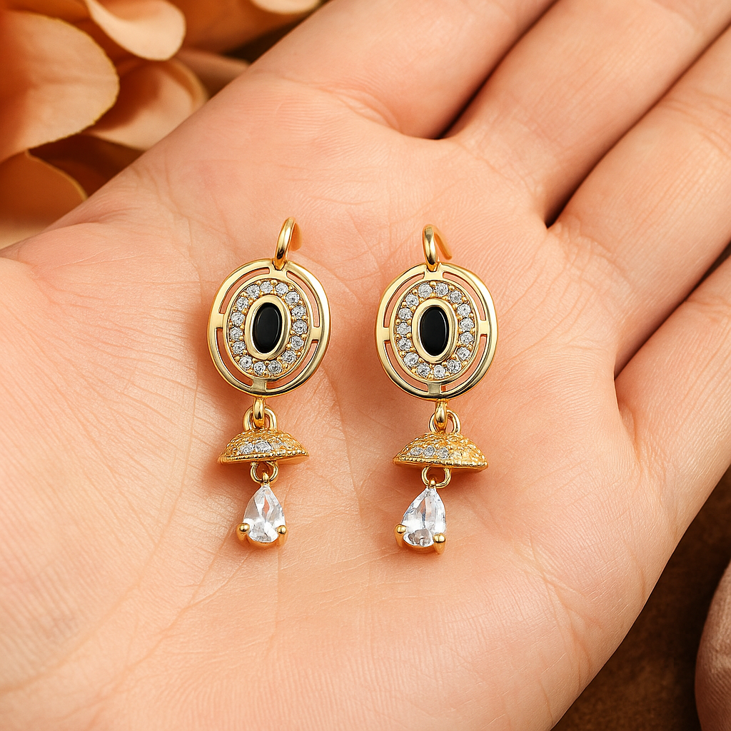 Black Stone Drop Earrings