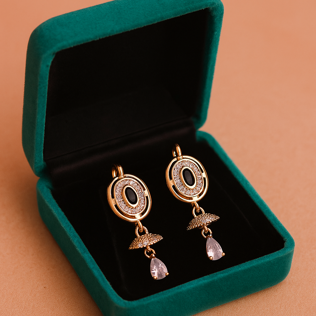 Black Stone Drop Earrings