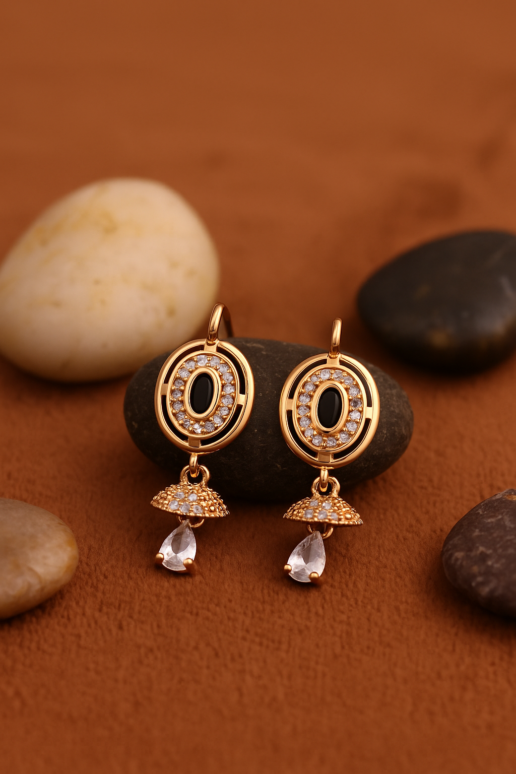 Black Stone Drop Earrings