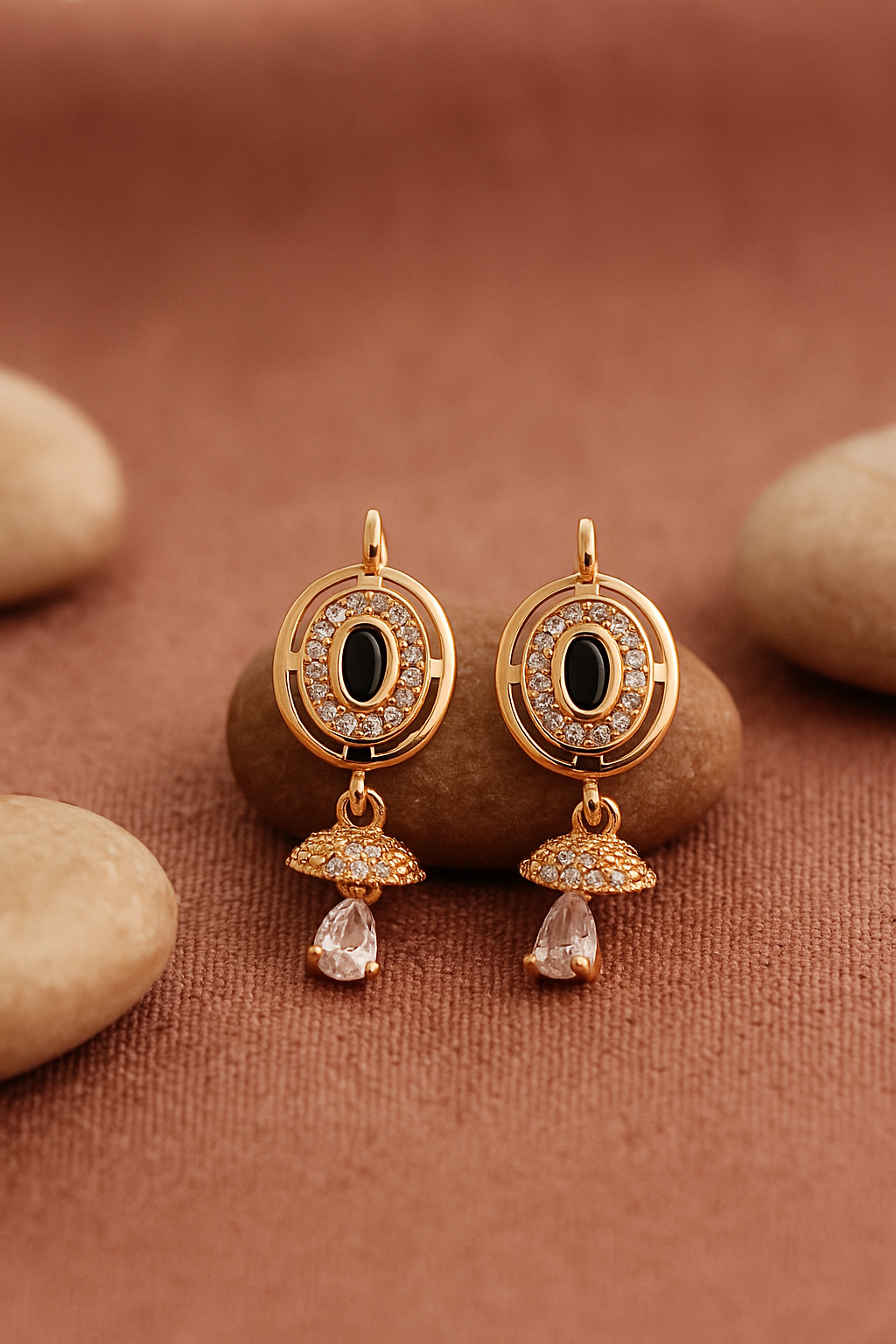 Black Stone Drop Earrings