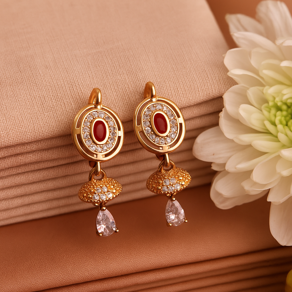 Red Stone Drop Earrings