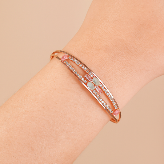 Rose Gold Bangles With AD