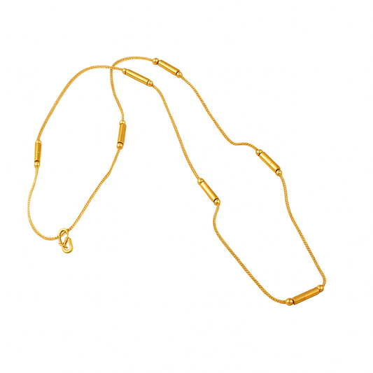 Classic Cylindrical Bead Gold Chain