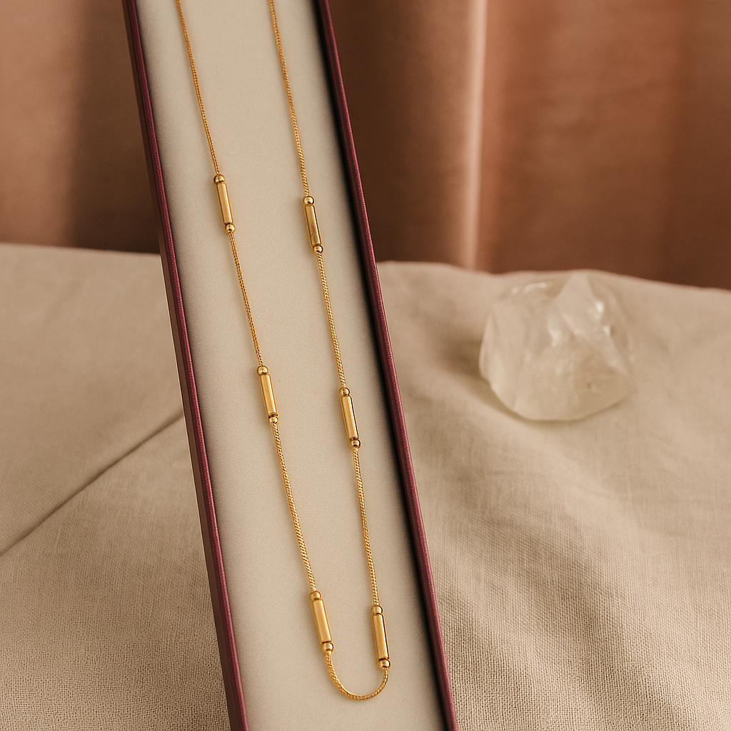 Classic Cylindrical Bead Gold Chain