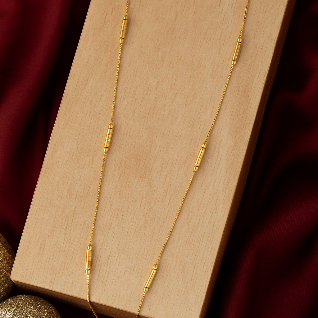 Classic Cylindrical Bead Gold Chain